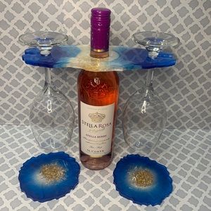 Wine glass holder with coasters